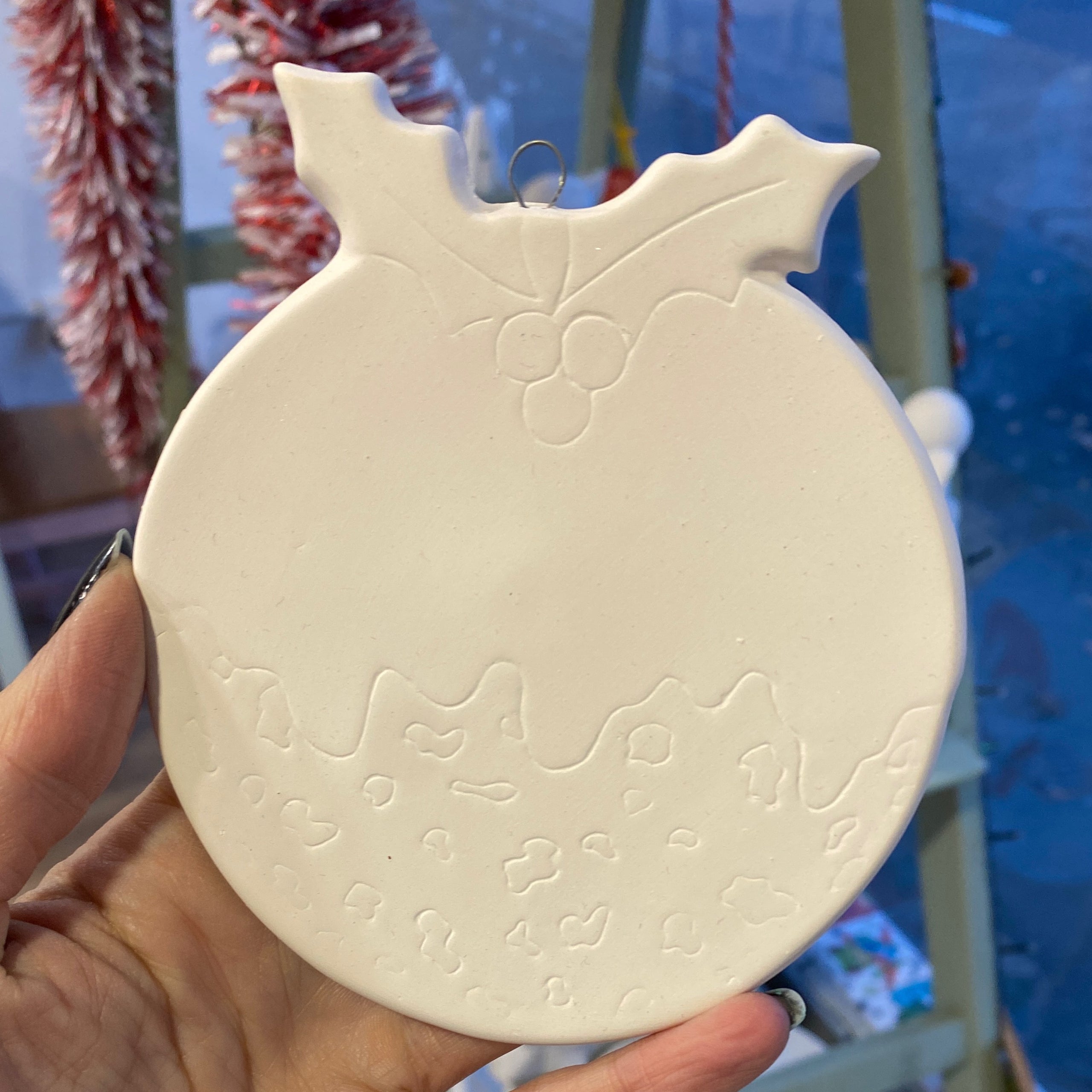 Christmas pudding bauble Fired Frog Pottery Cafe